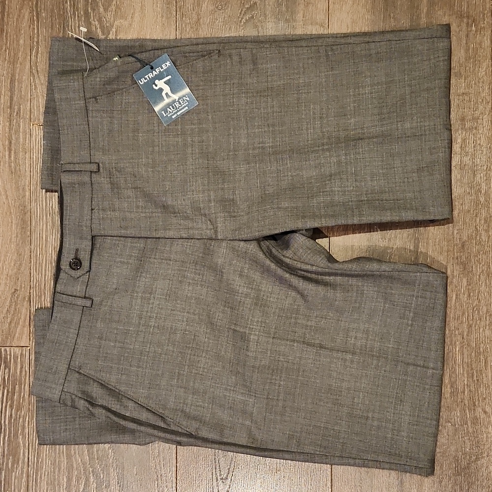 ❤️ NWT! LAUREN RALPH LAUREN WOOL ULTRAFLEX FLAT FRONT STRAIGHT LEG PANTS 32 X 30